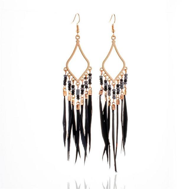 Tassels Feather Earrings - YIA Collective