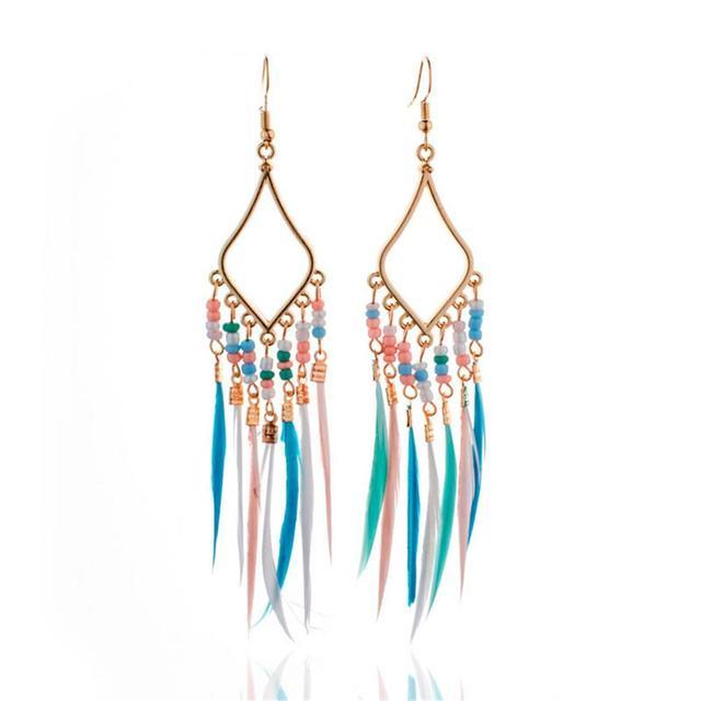 Tassels Feather Earrings - YIA Collective