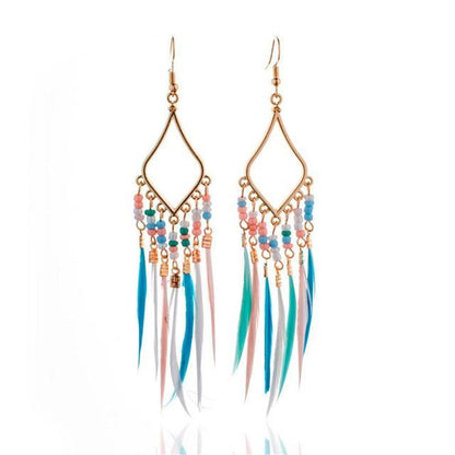 Tassels Feather Earrings - YIA Collective