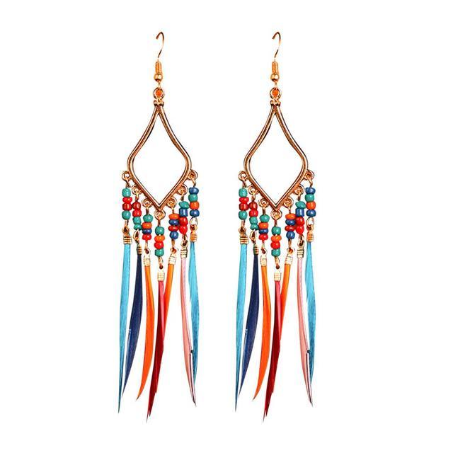 Tassels Feather Earrings - YIA Collective