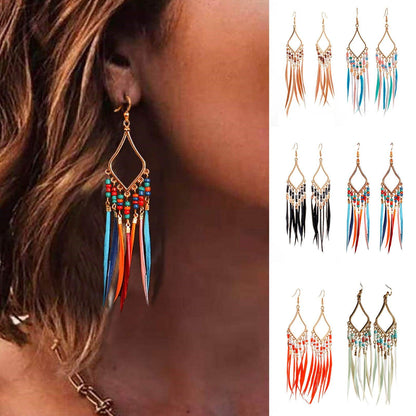 Tassels Feather Earrings - YIA Collective