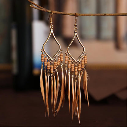 Tassels Feather Earrings - YIA Collective