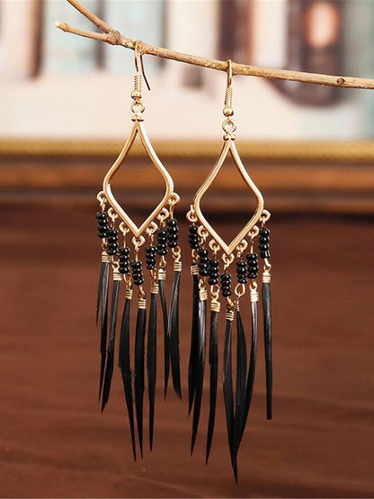 Tassels Feather Earrings - YIA Collective