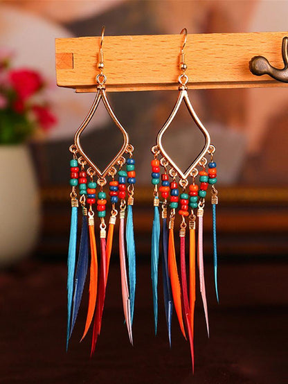 Tassels Feather Earrings - YIA Collective